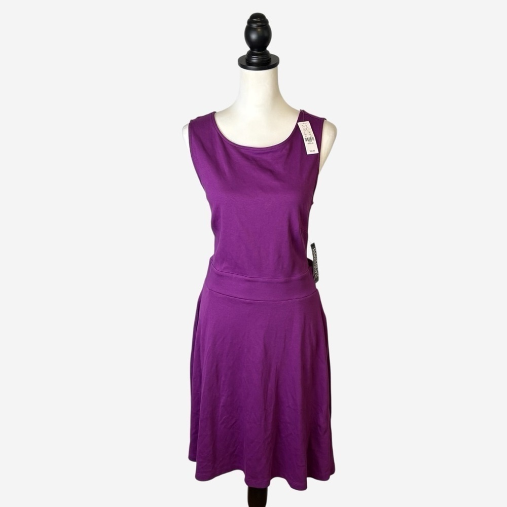 NWT New York & Company Purple Open Back Dress • Size M - Picture 2 of 13